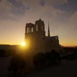 巴黎圣母院日落的3d模型