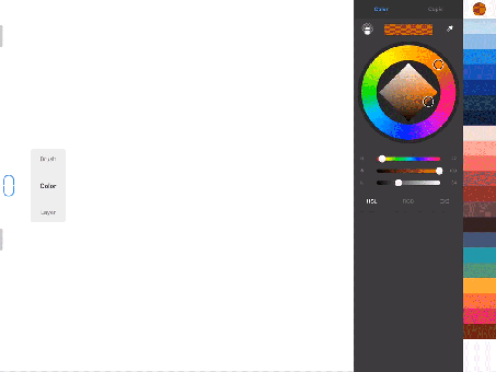 在iPad上的移动版Autodesk SketchBook Pro中使用颜色编辑器并在新的双模式中找到Copic颜色